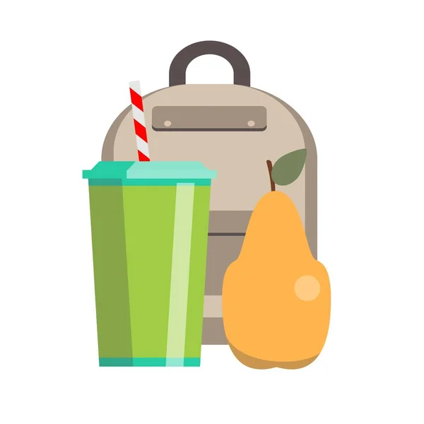 School lunch box. Kids school lunches icons in flat style. — Stock Vector