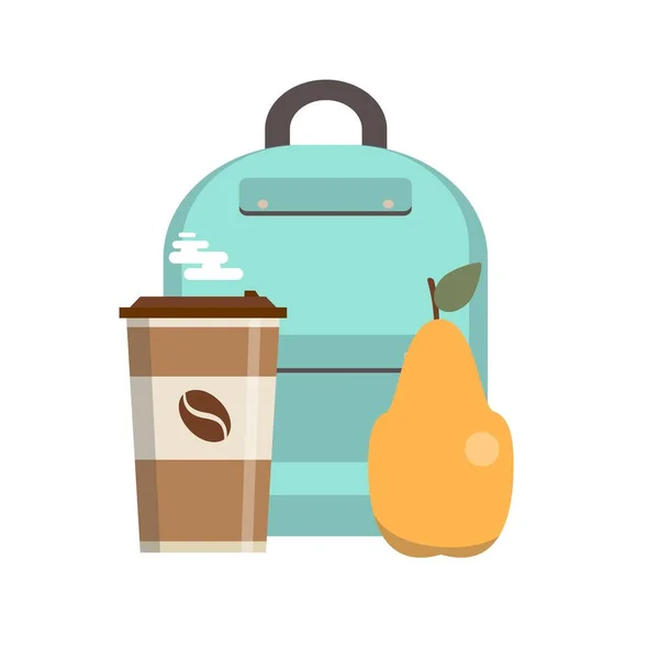 School lunch box. Kids school lunches icons in flat style. — Stock Vector