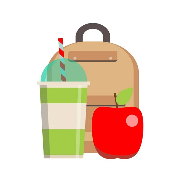 School lunch box. Kids school lunches icons in flat style. — Stock Vector