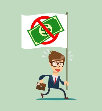 İş liderinin elinde büyük bir bayrak var..