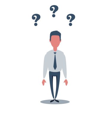 İş adamı ne yapacağını bilmiyor. İş konsepti. Vektör düz resimleme.