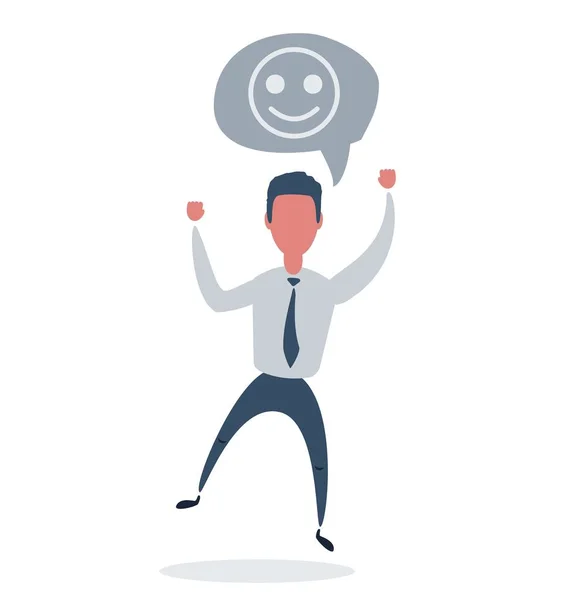 Happy businessman . Likes and positive feedback concept. Vector, illustration, flat — 스톡 벡터