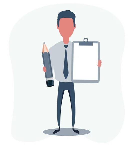 Empresario o empleado. Personaje masculino en estilo simple de moda, ilustración vectorial plana. — Archivo Imágenes Vectoriales