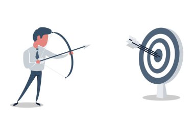 ok ve yay ile hedef hedefleyen başarılı iş adamı