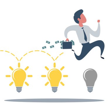 Beyin fırtınası yapan işadamı ışıkları açıyor.