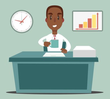 İşadamı girişimci, temiz ve şık ofis masası üzerinde çalışıyor..