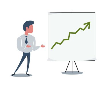 İş adamı ve büyüme çizelgesi hazır. Stok vektör illüstrasyonu