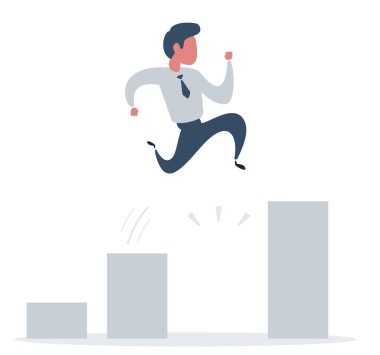 businessman jump over bar charts. Idea and Growth concept.