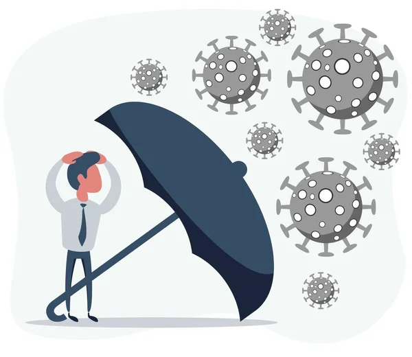 Paraguas que protege a los comerciantes infección por neumonía por coronavirus inmune novedosa — Archivo Imágenes Vectoriales
