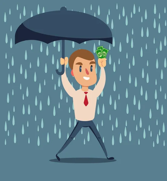 Επιχειρηματίας κρατώντας ομπρέλα για να προστατεύουν τα χρήματά. — Διανυσματικό Αρχείο