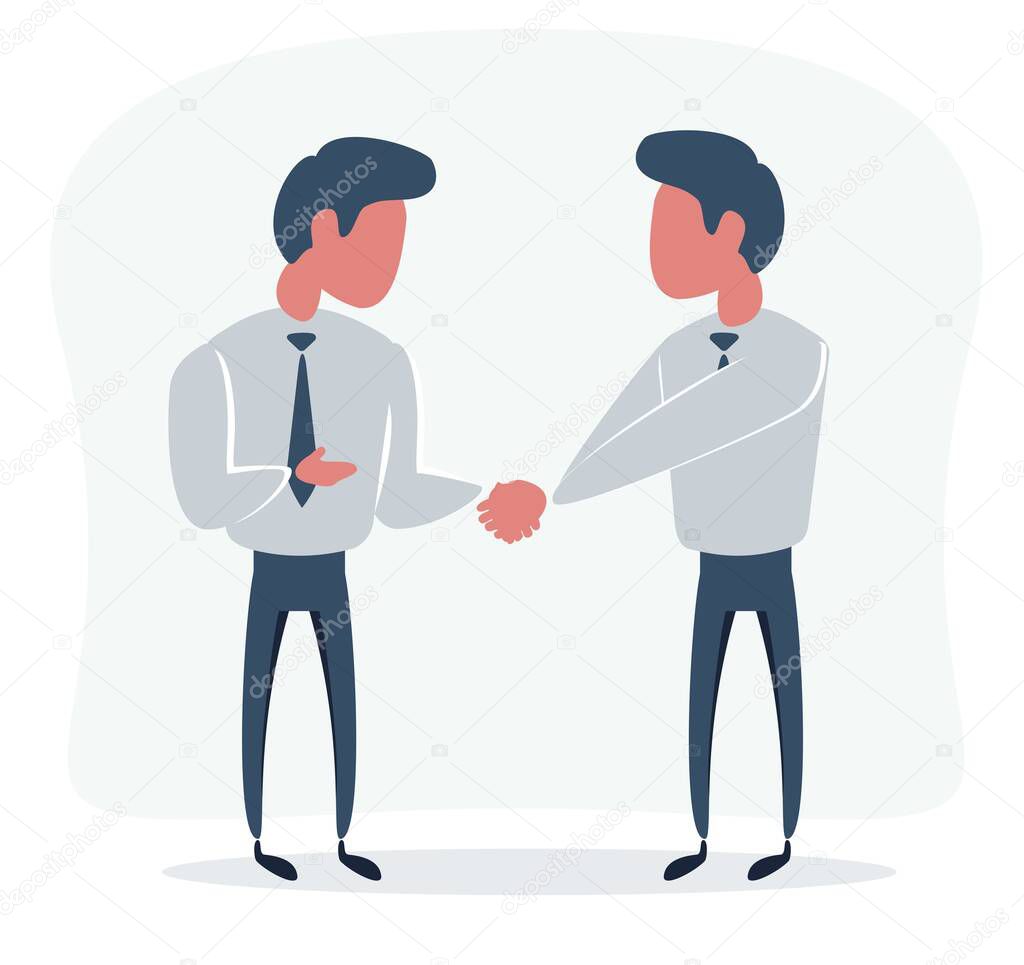 Business partners shaking hands as a symbol of unity.