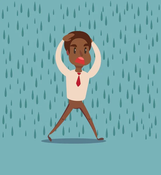 Hombre de negocios huye de la lluvia  . — Archivo Imágenes Vectoriales