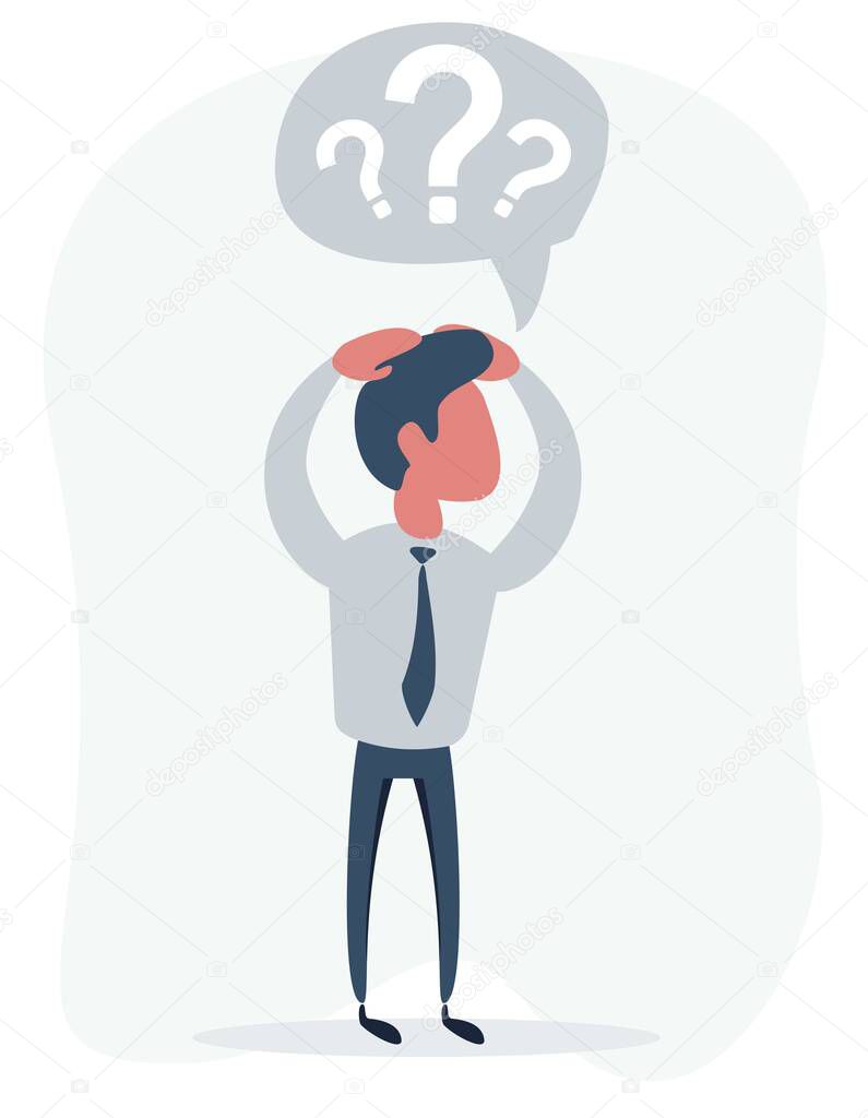 Handsome young business man in modern holding head with his hands, isolated over background. Concept of neck or head ache, pain, problem, tired up.