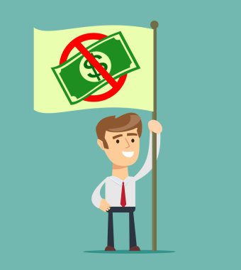 Elinde para yasağıyla bayrağı tutan bir iş adamı.