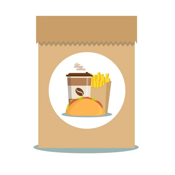 Fast Food - Take Away Handle Lunch Tassen — Stockvector