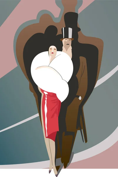 Erkek ve kadın sanat deco moda illüstrasyonu