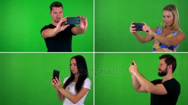 insanlar alarak fotoğraf üstünde hareket eden telefon