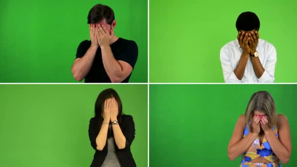 Lidé pláč v jejich rukou — Stock video