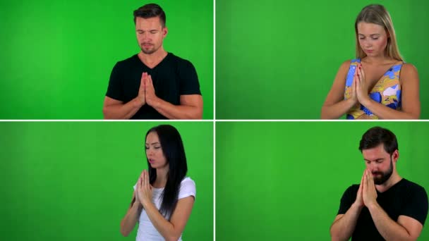 对相机的人祈祷 — 图库视频影像