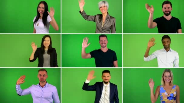 Personer som visar Hej tecken — Stockvideo