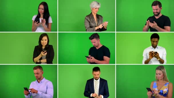 Люди, пишущие по телефону — стоковое видео