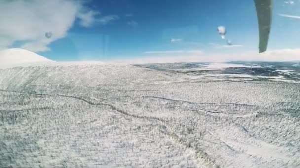 Pemandangan musim dingin di Swedia dengan hutan dan pegunungan — Stok Video