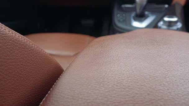 Luxurious leather car seat cover — Stock Video