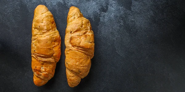 Croissant Bun Pastri Segar Yang Lezat Roti Gulung Konsep Menu — Stok Foto