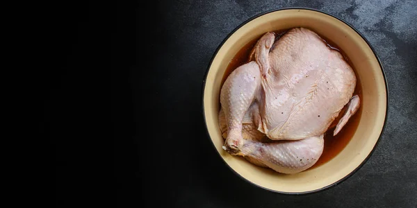 Raw Chicken Marinade Poultry Carcass Meat Menu Concept Food Background — Stock Photo, Image