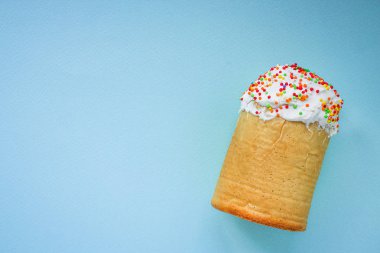 Paskalya pastası, geleneksel tatil tasarımı (Mutlu Paskalyalar) menü konsepti. Yemek geçmişi. Üst Manzara. Boşluğu kopyala