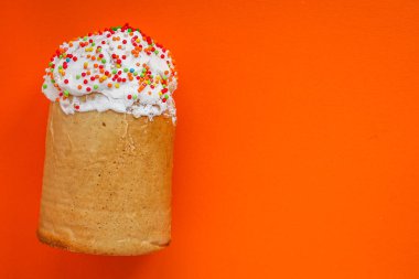 Paskalya pastası, geleneksel tatil tasarımı (Mutlu Paskalyalar) menü konsepti. Yemek geçmişi. Üst Manzara. Boşluğu kopyala