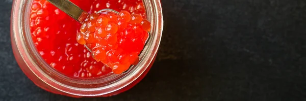 Menu Caviar Rouge Fruits Mer Caviar Saumon Concept Fond Alimentaire — Photo