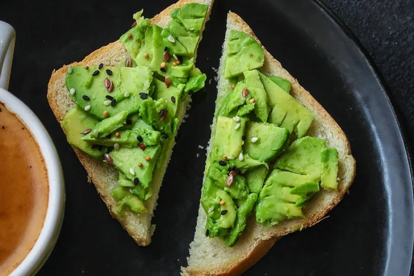 Panino All Avocado Cibo Sano Pane Tostato Spuntino Concetto Menu — Foto Stock