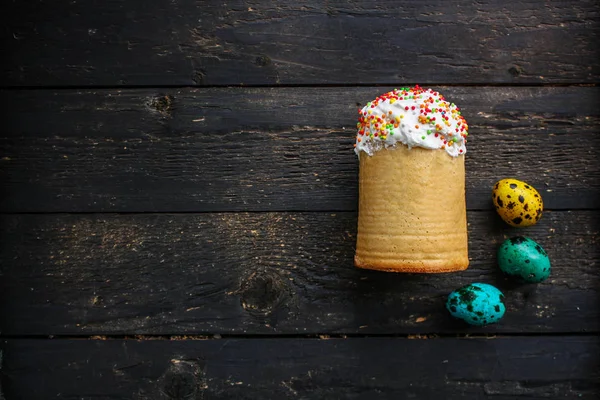 Пасхальный Торт Пасхальные Яйца Традиционный Праздничный Дизайн Счастливая Пасха Меню — стоковое фото