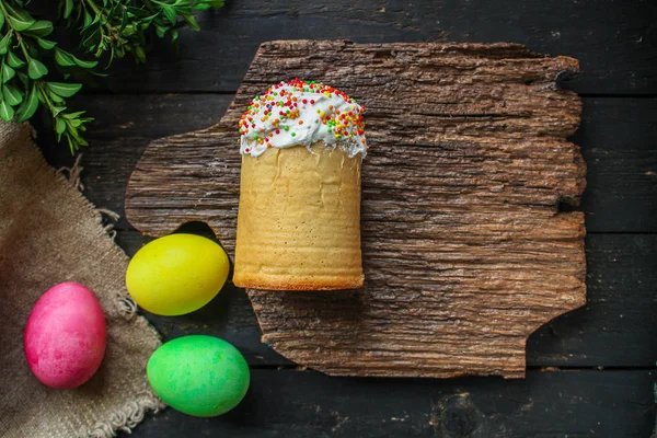 Paskalya Pastası Paskalya Yumurtası Geleneksel Tatil Tasarımı Mutlu Paskalyalar Menü — Stok fotoğraf
