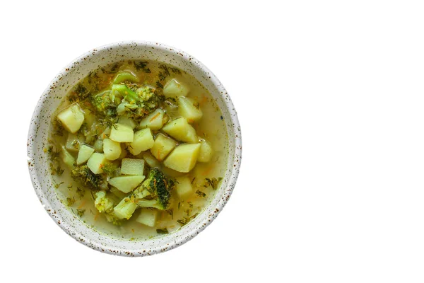 Soepbroccoli Bouillon Andere Groenten Vegetarisch Voorgerecht Menuconcept Achtergrond Bovenaanzicht Kopieerruimte — Stockfoto