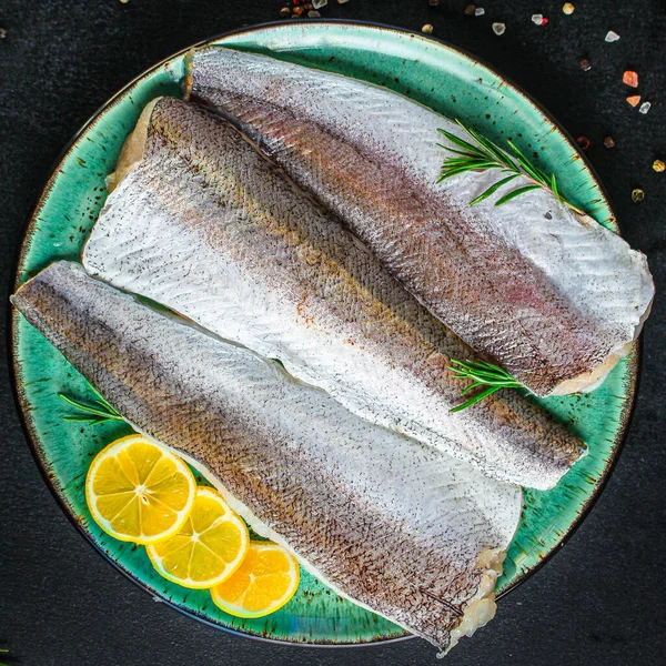 Ψάρι Ωμό Μπακαλιάρο Σύνολο Συστατικών Για Μαγείρεμα Pescatarian Keto Paleo — Φωτογραφία Αρχείου
