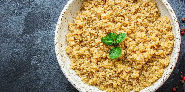 Quinoa Gătită Terci Cereale Fierte Alimentație Sănătoasă Fundal Concept Meniu — Fotografie, imagine de stoc