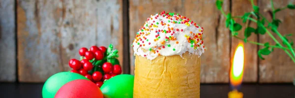 Bolo Páscoa Ovos Páscoa Composição Férias Tradicional Páscoa Feliz Conceito — Fotografia de Stock