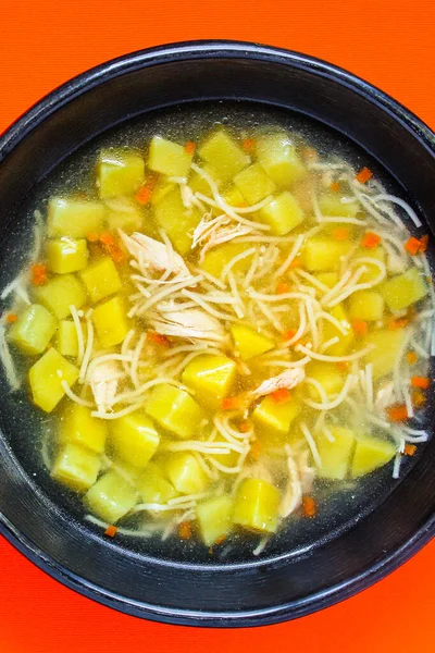 Chicken soup vegetables healthy eatingMenu concept. keto or paleo diet food background. top view copy space for text — Stock Image Chicken Soup Vegetables Healthy Eatingmenu Concept Keto Paleo Diet Food Royalty Free Stock Images