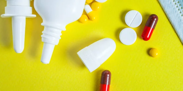 Pillen Verschillende Soorten Medicijnen Voor Ziekte Medische Preparaten Verhoging Van — Stockfoto