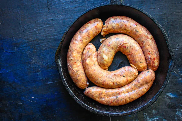 Fleischwurst Gegrilltes Fleisch Mit Gewürzgrill Rohe Zubereitung Menükonzept Lebensmittel Hintergrund — Stockfoto