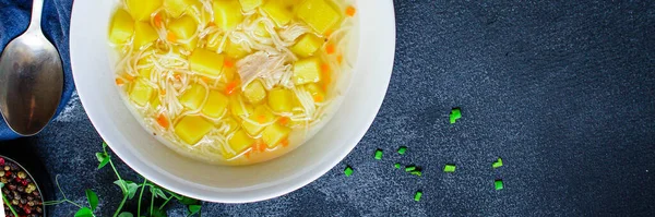 Kyckling Soppa Grönsaker Hälsosam Ätningmenu Koncept Keto Eller Paleo Diet — Stockfoto