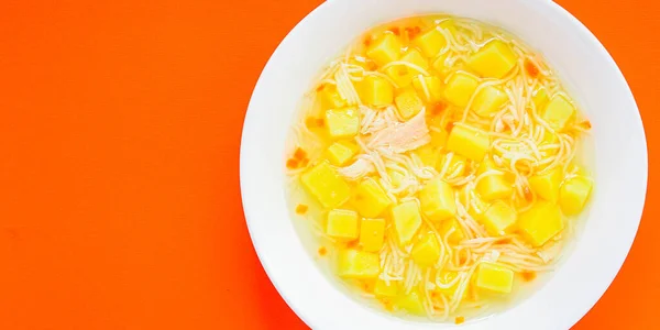 Chicken soup vegetables healthy eatingMenu concept. keto or paleo diet food background. top view copy space for text — Stock Image Chicken Soup Vegetables Healthy Eatingmenu Concept Keto Paleo Diet Food Stock Image