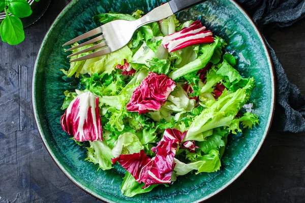 Zdravý Salát Listy Míchané Salát Mix Mikrozeleně Zeleninová Šťavnatá Svačinka — Stock fotografie
