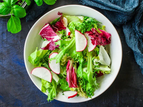 Healthy Salad Leaves Mix Salad Mix Micro Greens Vegetable Juicy — Stock Photo, Image