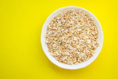 Yulaf gevreği yulaf ezmesi menüsü kavramı. Yemek geçmişi. text keto ya da paleo diyeti için üst görünüm kopyalama alanı