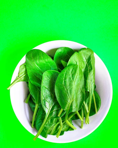 Spinat Blütenblätter Frisches Grünes Gemüse Gras Mikrogrüne Menü Konzept Lebensmittel — Stockfoto