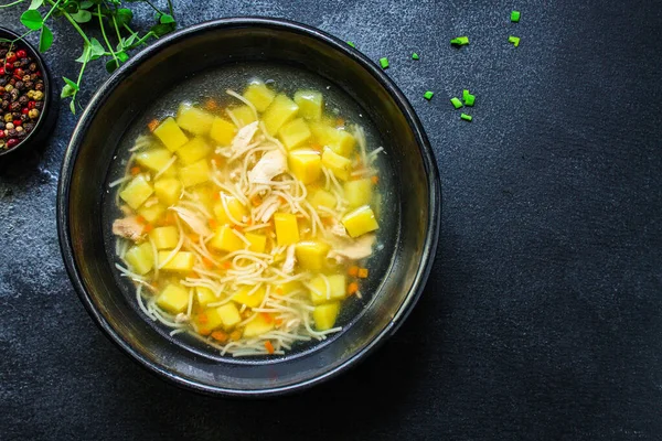 Sopa Pollo Verduras Comer Saludableconcepto Menú Keto Paleo Dieta Fondo — Foto de Stock