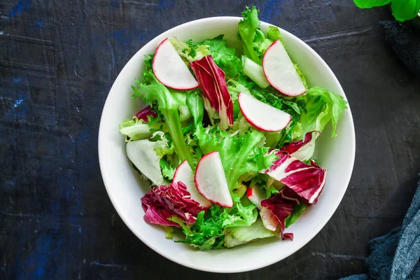 Healthy Salad Leaves Mix Salad Mix Micro Greens Vegetable Juicy — Stock Photo, Image